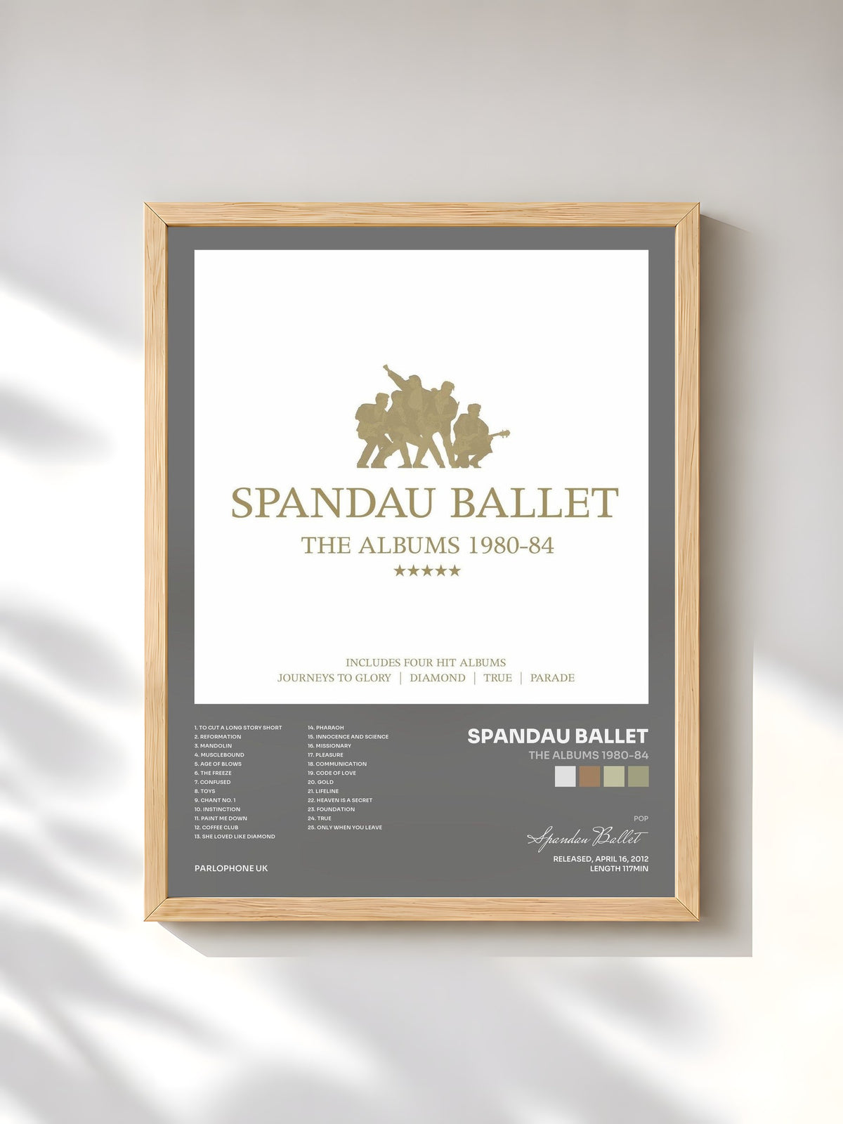 #bois Tableau de l'album The Albums 1980-84 de Spandau Ballet, cadre en bois brut, imprimé et encadré en France