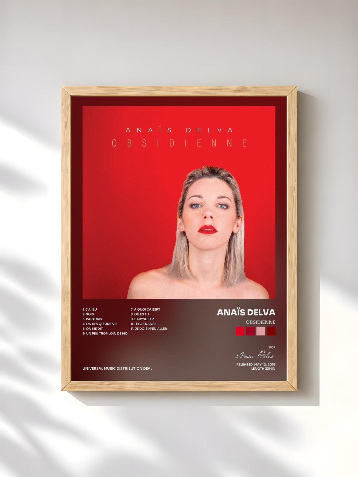 #bois Tableau de l'album Obsidienne de Anaïs Delva, cadre en bois brut, imprimé et encadré en France