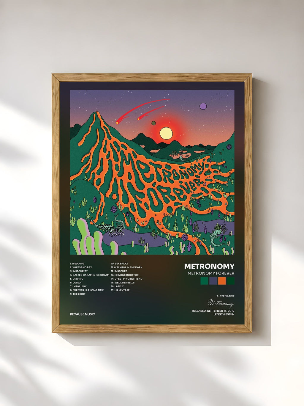 #bois Tableau de l'album Metronomy Forever de Metronomy, cadre en bois brut, imprimé et encadré en France