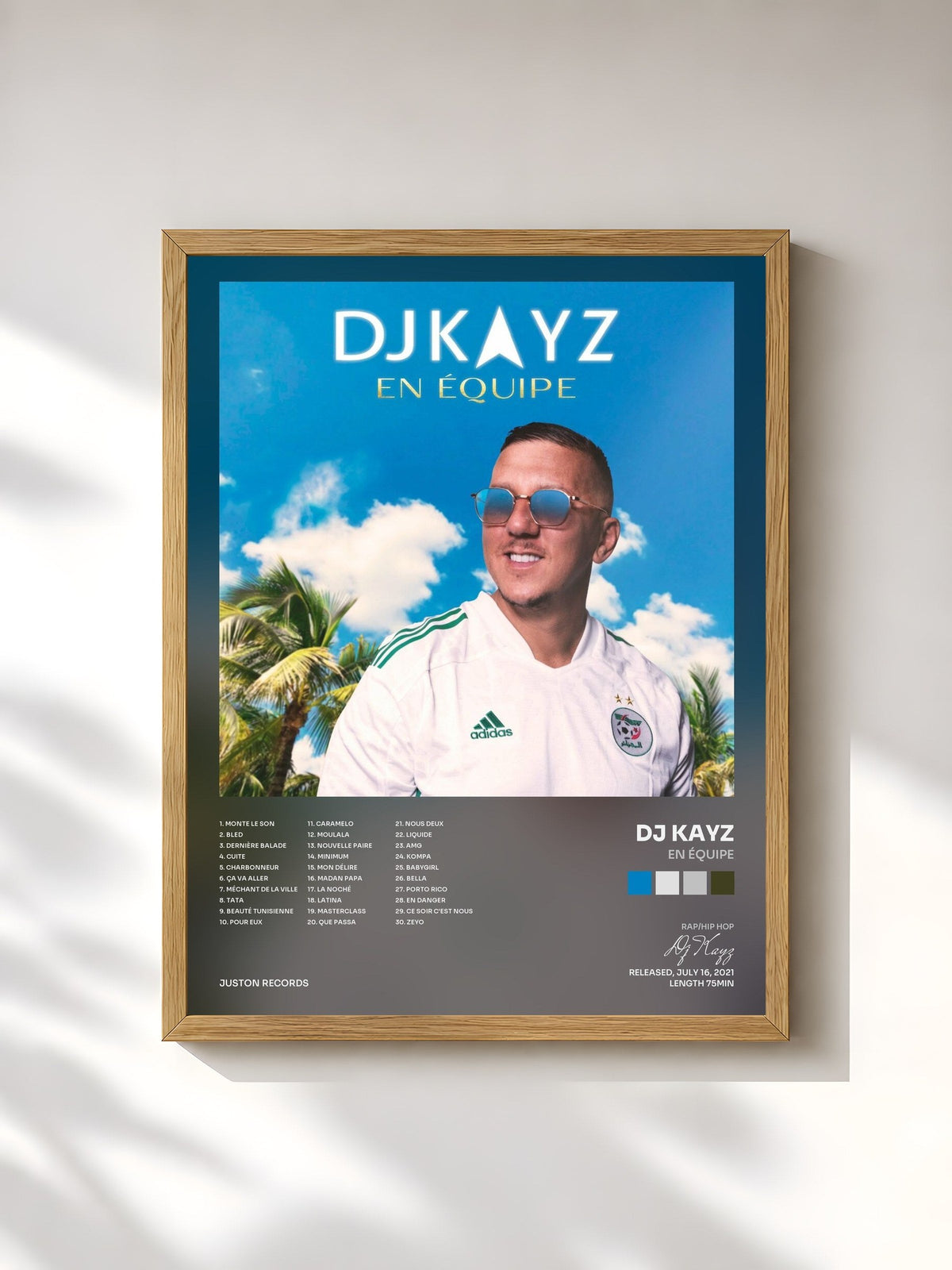 #bois Tableau de l'album En équipe de Dj Kayz, cadre en bois brut, imprimé et encadré en France