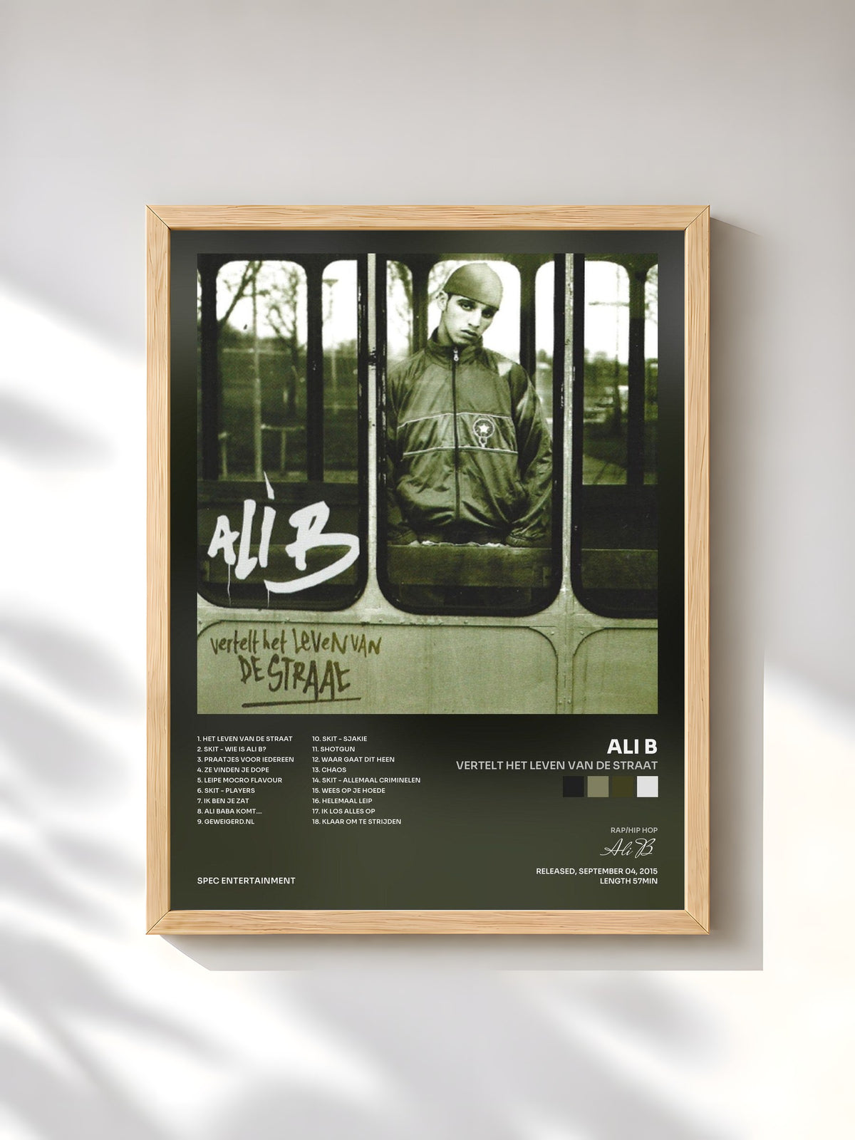 #bois Tableau de l'album Vertelt Het Leven Van De Straat de Ali B, cadre en bois brut, imprimé et encadré en France