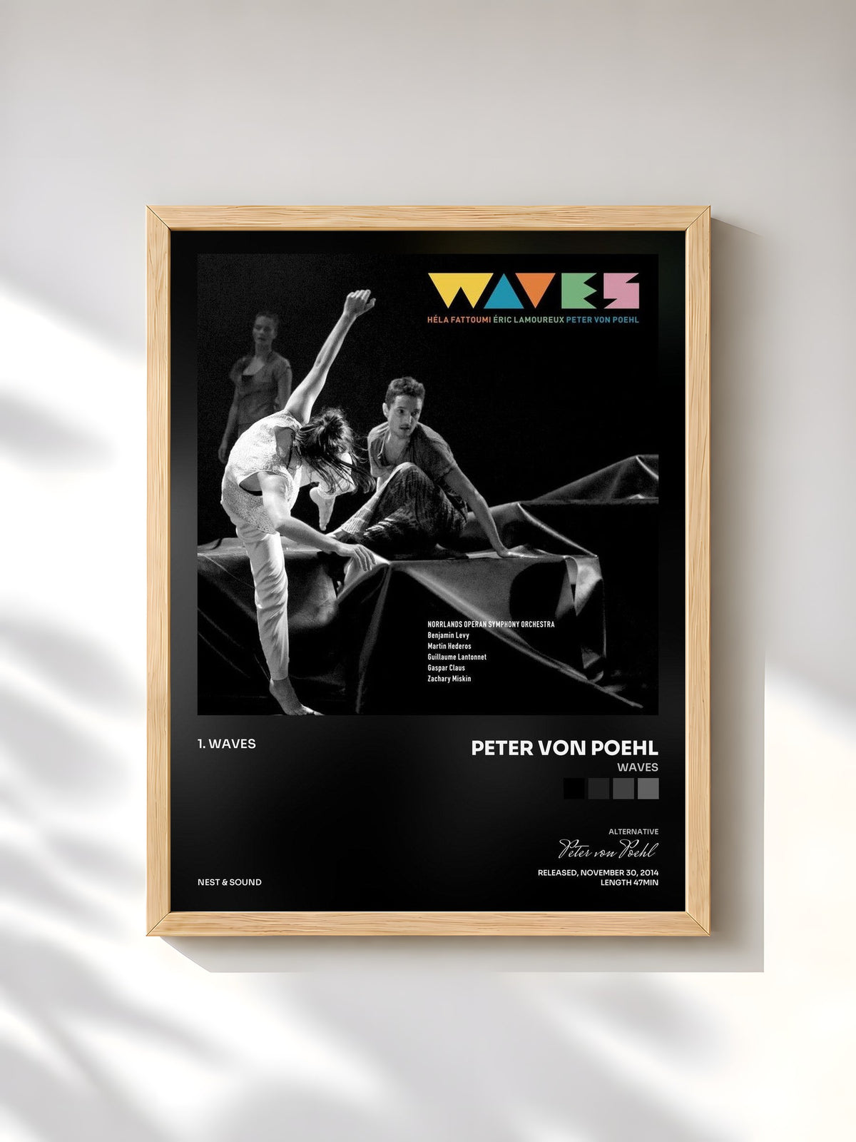 #bois Tableau de l'album Waves de Peter von Poehl, cadre en bois brut, imprimé et encadré en France