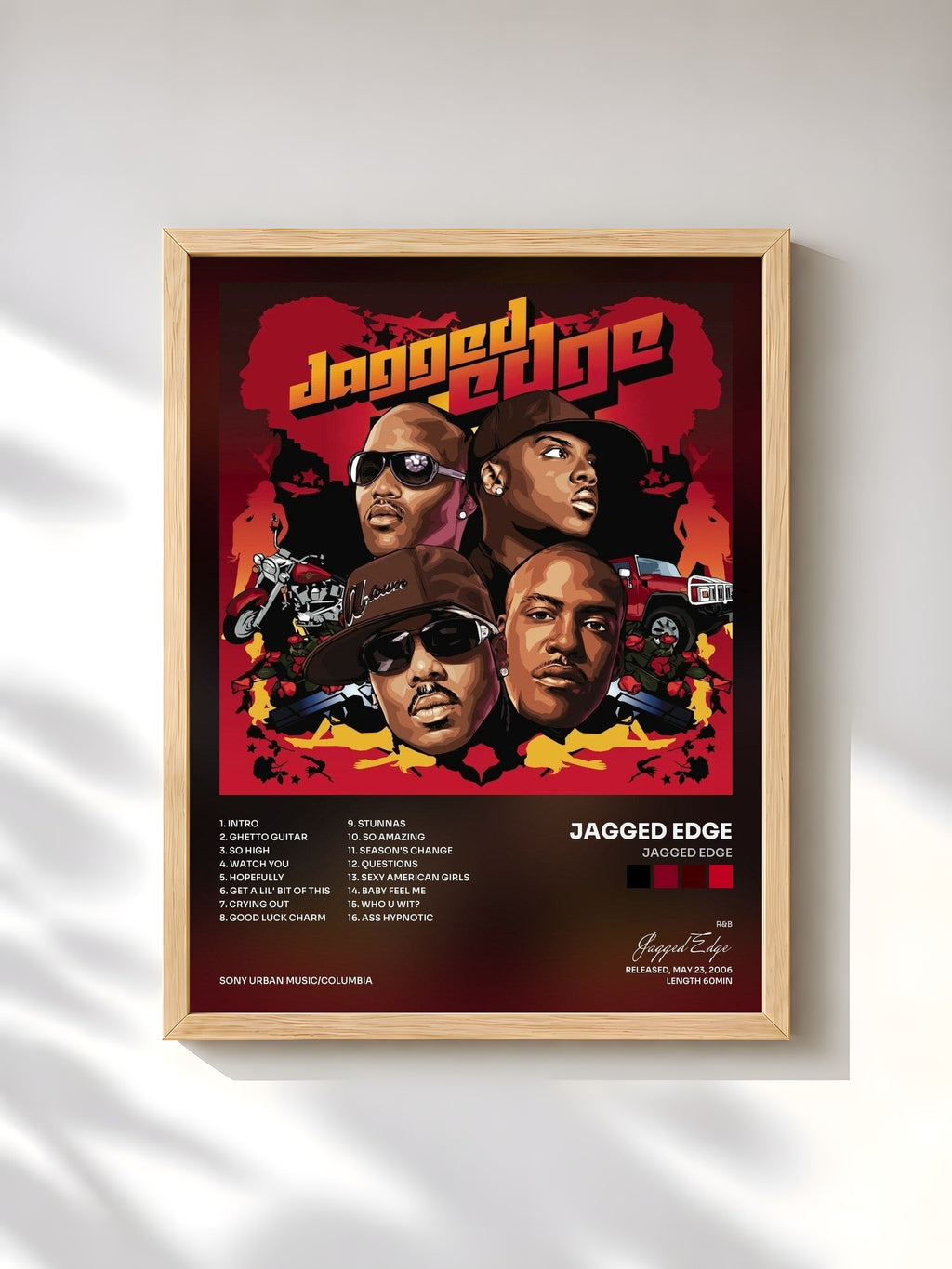 #bois Tableau de l'album Jagged Edge de Jagged Edge, cadre en bois brut, imprimé et encadré en France