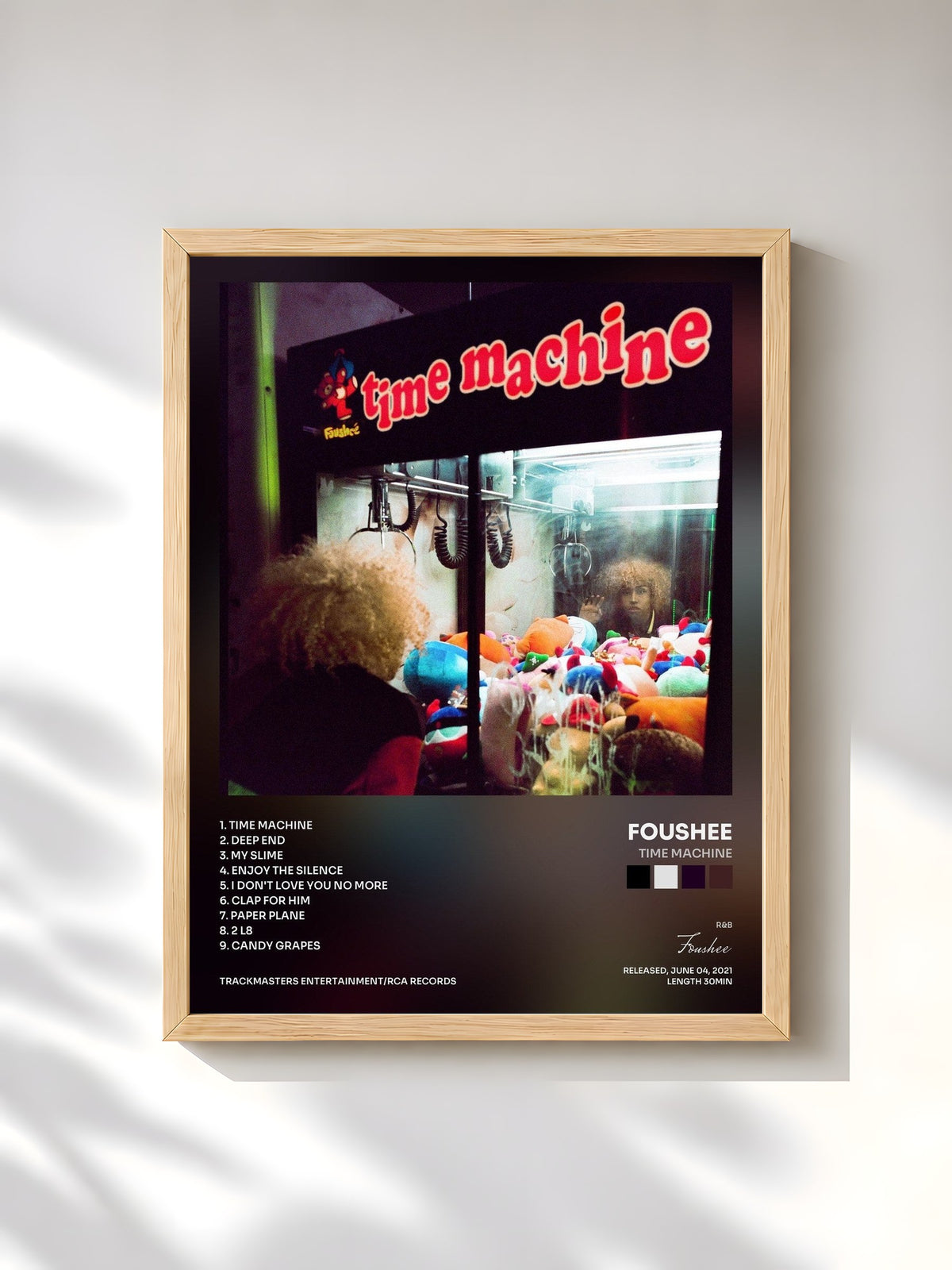 #bois Tableau de l'album time machine de Foushee, cadre en bois brut, imprimé et encadré en France