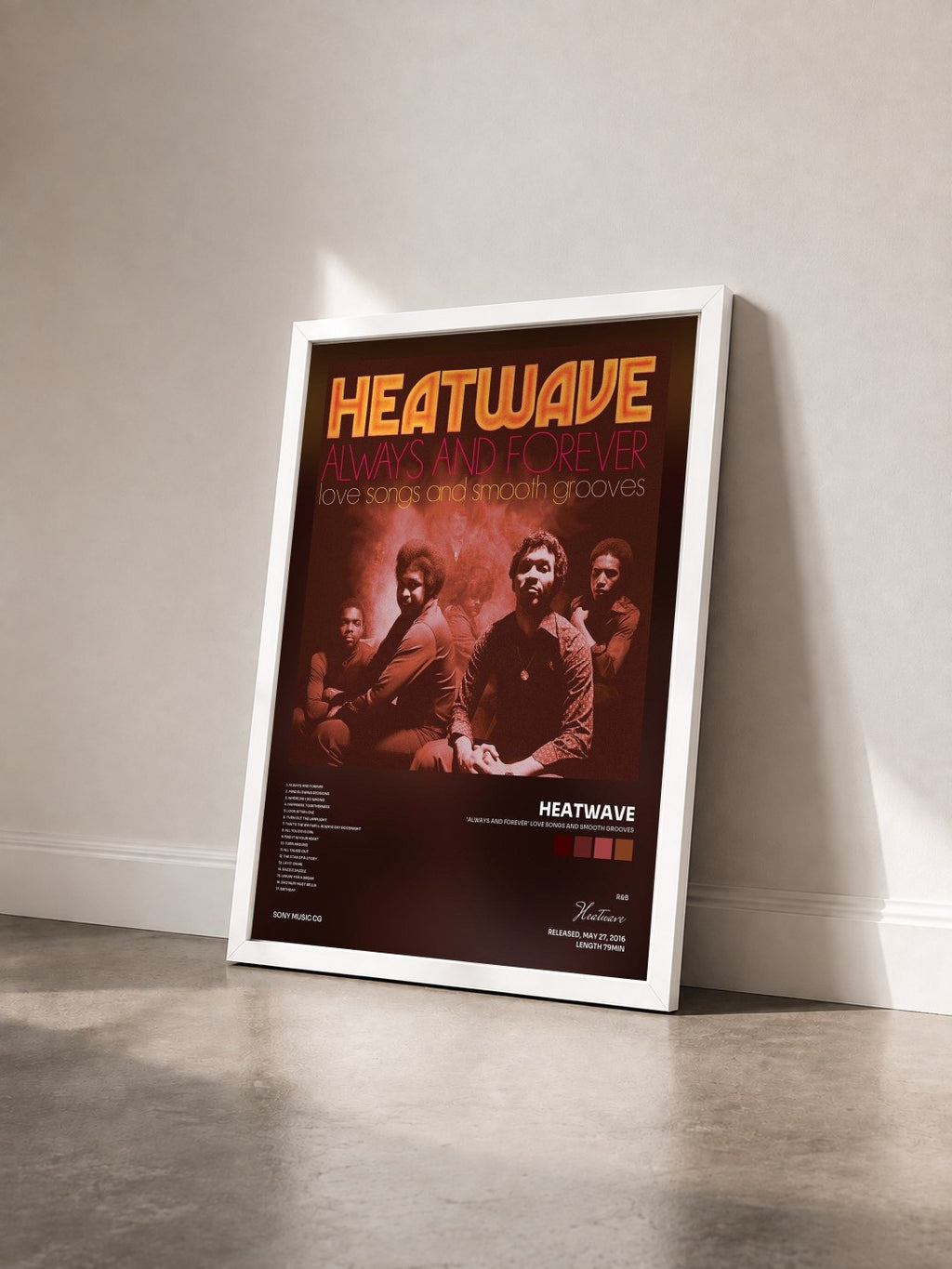 #blanc Tableau de l'album 'Always And Forever' Love Songs and Smooth Grooves de Heatwave vu de trois quarts, cadre blanc