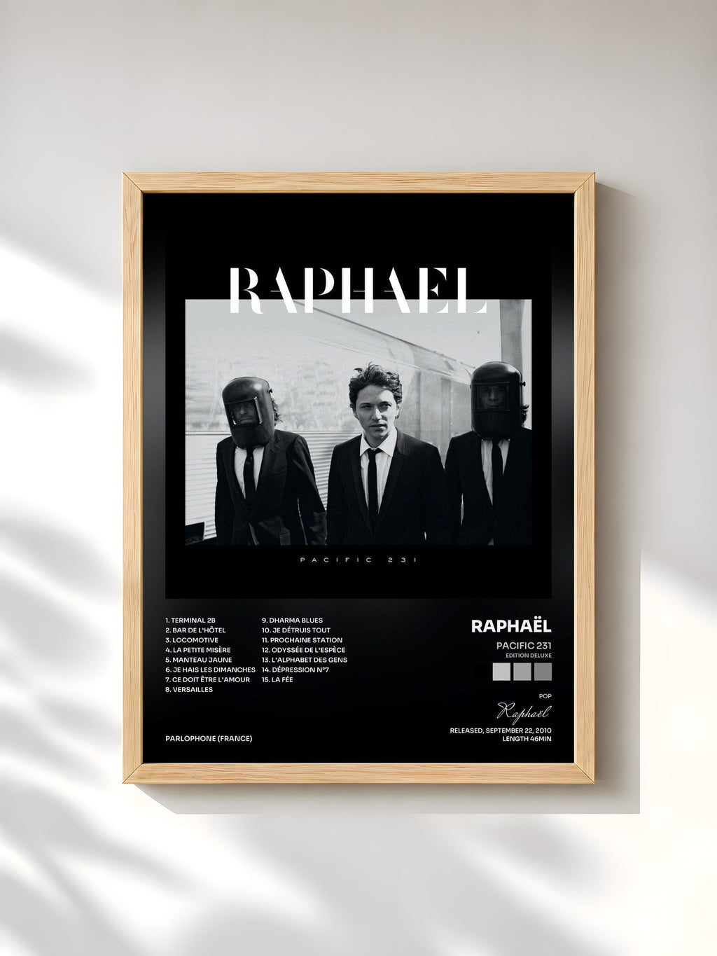 #bois Tableau de l'album Pacific 231 (Edition Deluxe) de Raphaël, cadre en bois brut, imprimé et encadré en France