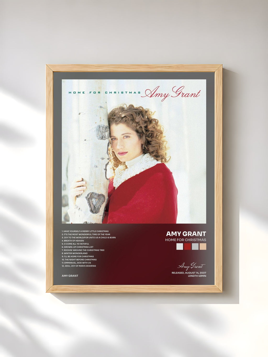 #bois Tableau de l'album Home For Christmas de Amy Grant, cadre en bois brut, imprimé et encadré en France