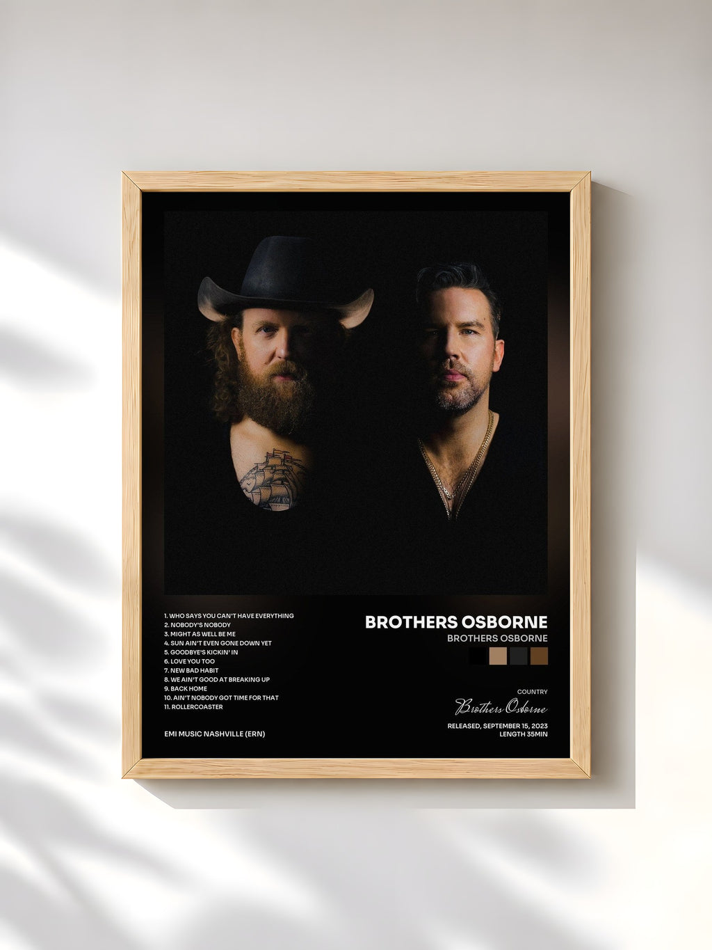 #bois Tableau de l'album Brothers Osborne de Brothers Osborne, cadre en bois brut, imprimé et encadré en France