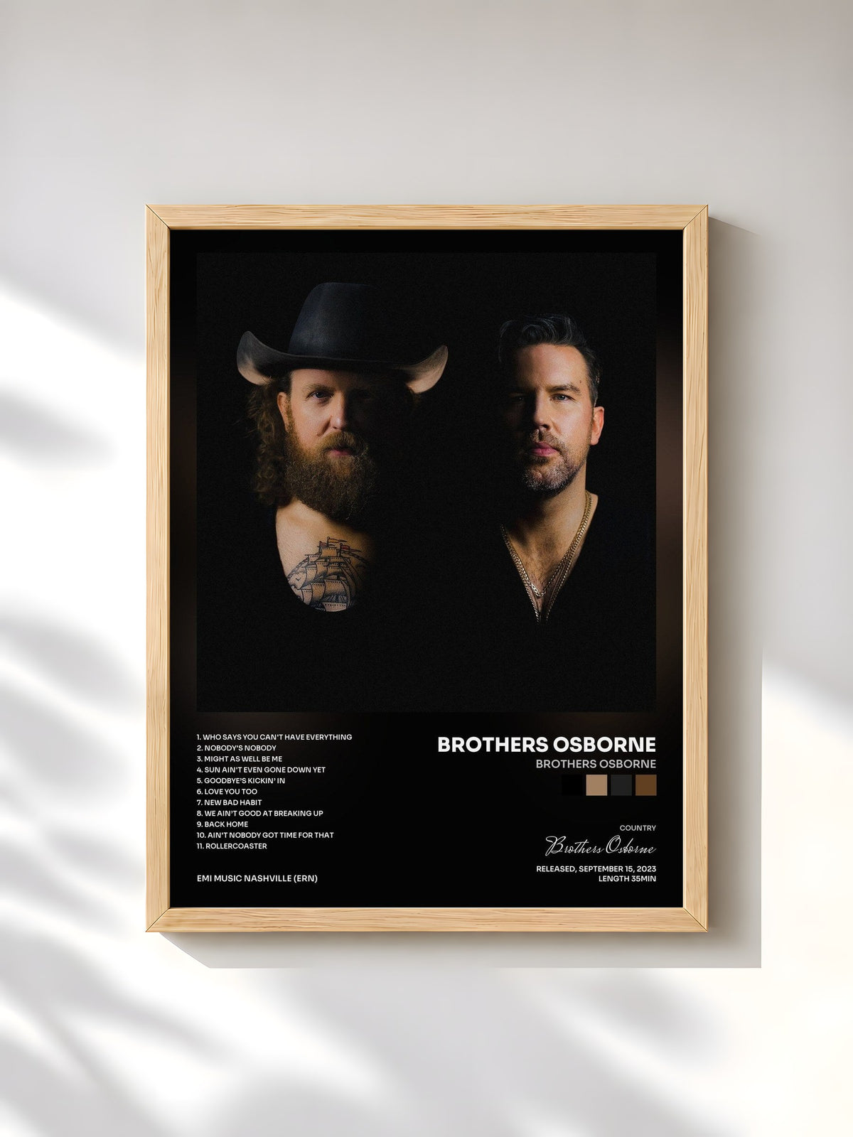 #bois Tableau de l'album Brothers Osborne de Brothers Osborne, cadre en bois brut, imprimé et encadré en France