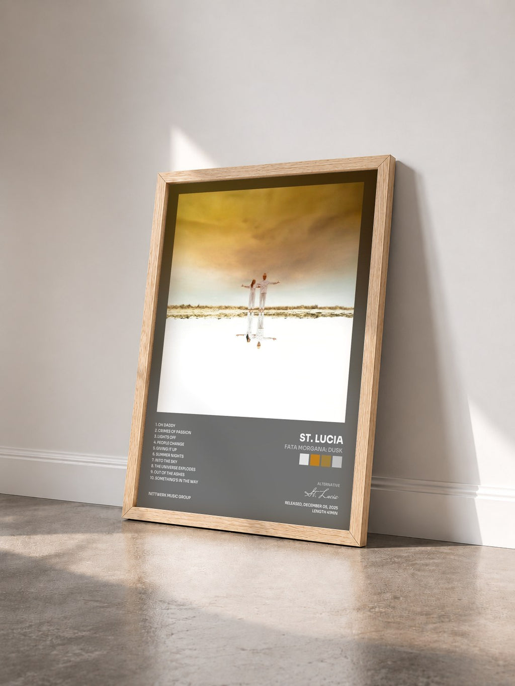 #bois Tableau de l'album Fata Morgana: Dusk de St. Lucia vu de trois quarts, cadre en bois brut