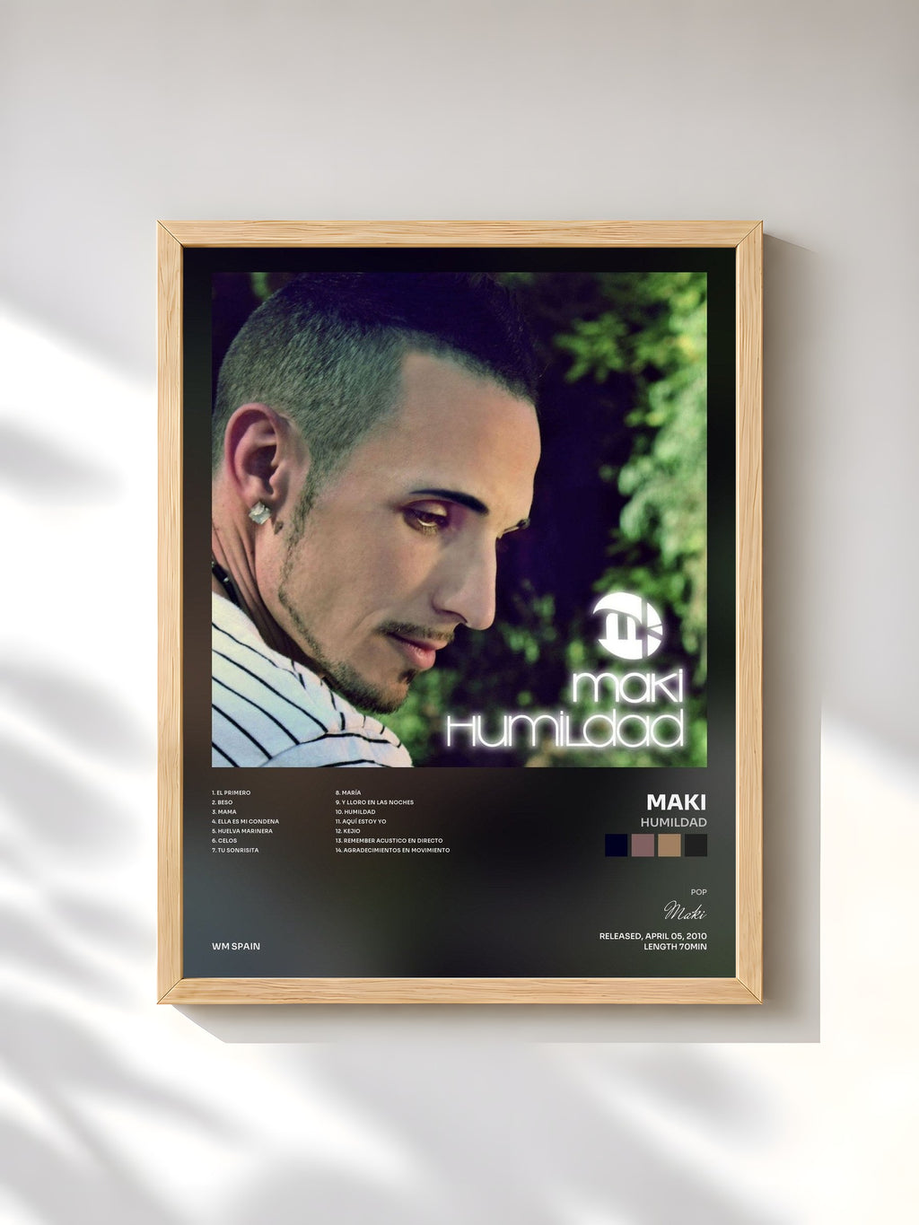 #bois Tableau de l'album Humildad de Maki, cadre en bois brut, imprimé et encadré en France