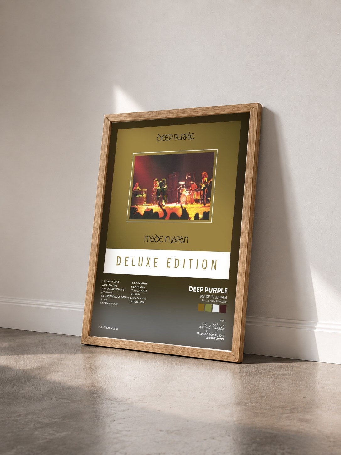 #bois Tableau de l'album Made In Japan (Deluxe / 2014 Remaster) de Deep Purple vu de trois quarts, cadre en bois brut