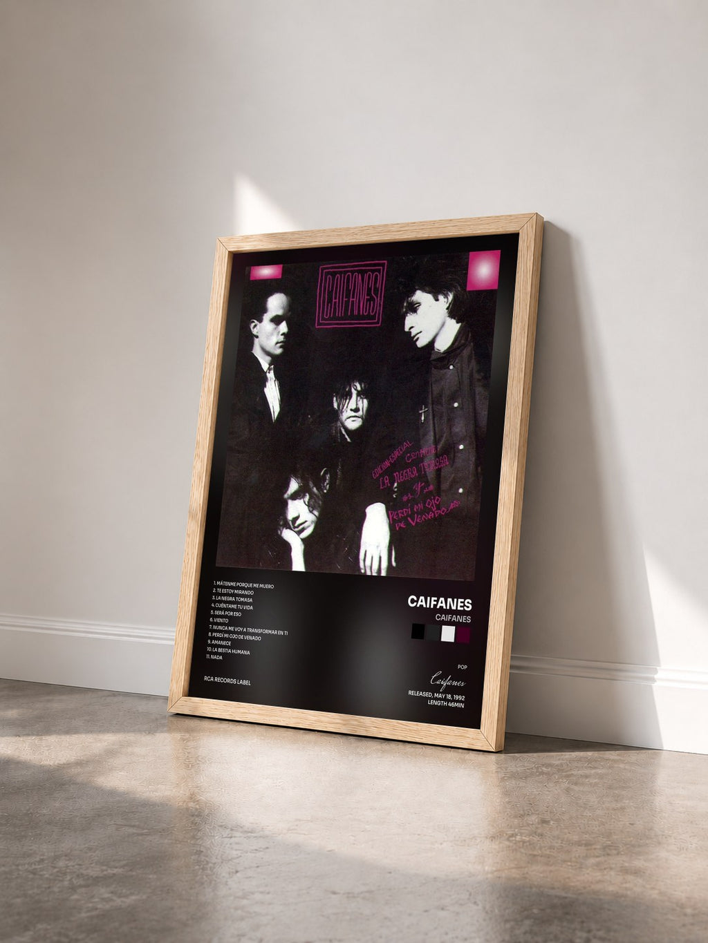 #bois Tableau de l'album Caifanes de Caifanes vu de trois quarts, cadre en bois brut