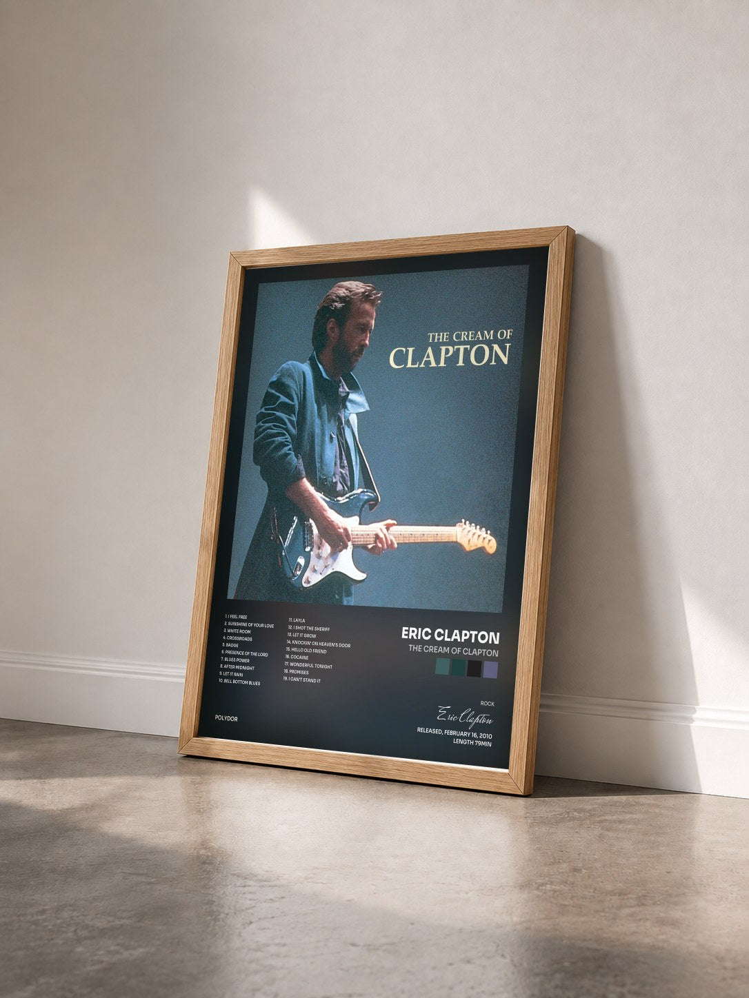 #bois Tableau de l'album The Cream Of Clapton de Eric Clapton vu de trois quarts, cadre en bois brut