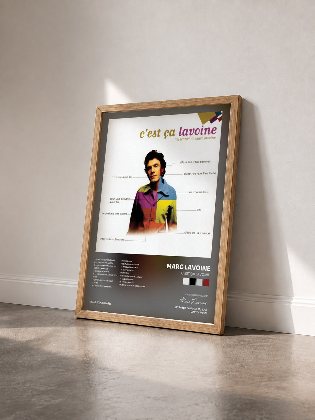 #bois Tableau de l'album C'est ça Lavoine de Marc Lavoine vu de trois quarts, cadre en bois brut