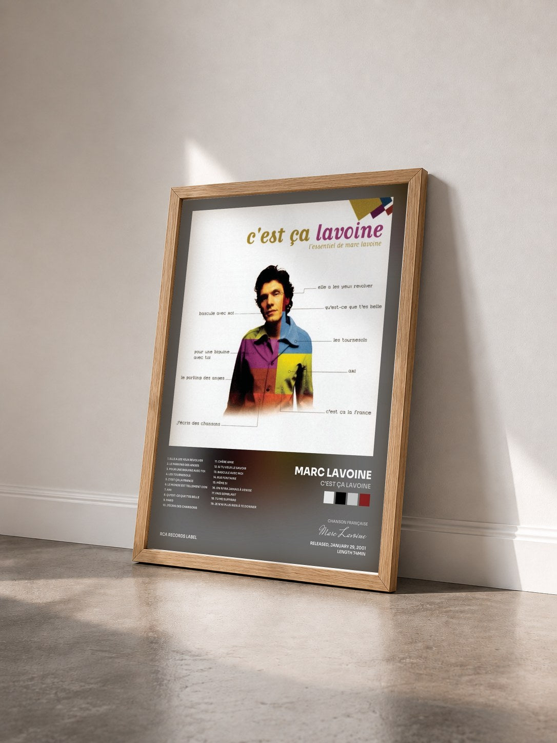 #bois Tableau de l'album C'est ça Lavoine de Marc Lavoine vu de trois quarts, cadre en bois brut
