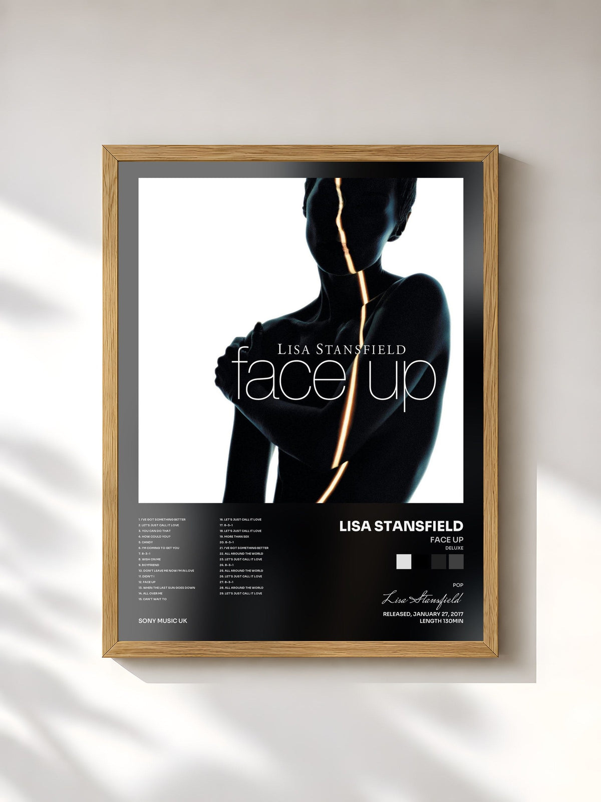 #bois Tableau de l'album Face Up (Deluxe) de Lisa Stansfield, cadre en bois brut, imprimé et encadré en France