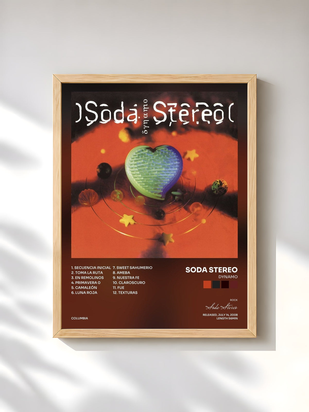 #bois Tableau de l'album Dynamo de Soda Stereo, cadre en bois brut, imprimé et encadré en France