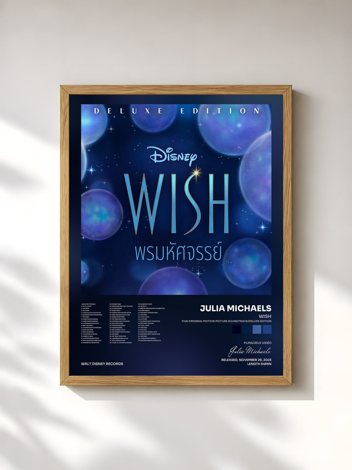 #bois Tableau de l'album Wish (Thai Original Motion Picture Soundtrack/Deluxe Edition) de Julia Michaels, cadre en bois brut, imprimé et encadré en France