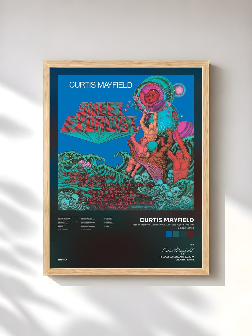 #bois Tableau de l'album Keep on Keeping On: Curtis Mayfield Studio Albums 1970-1974 (2019 Remaster) de Curtis Mayfield, cadre en bois brut, imprimé et encadré en France
