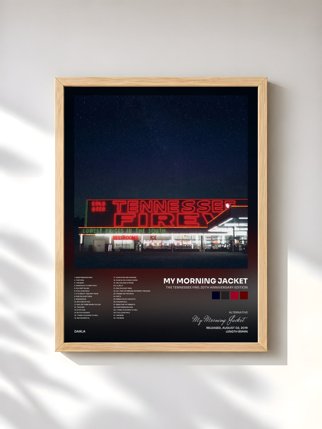 #bois Tableau de l'album The Tennessee Fire: 20th Anniversary Edition de My Morning Jacket, cadre en bois brut, imprimé et encadré en France