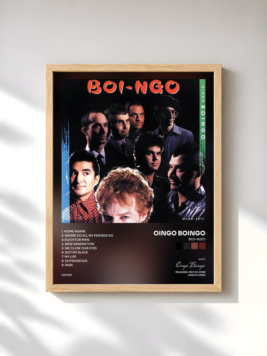 #bois Tableau de l'album Boi-Ngo de Oingo Boingo, cadre en bois brut, imprimé et encadré en France