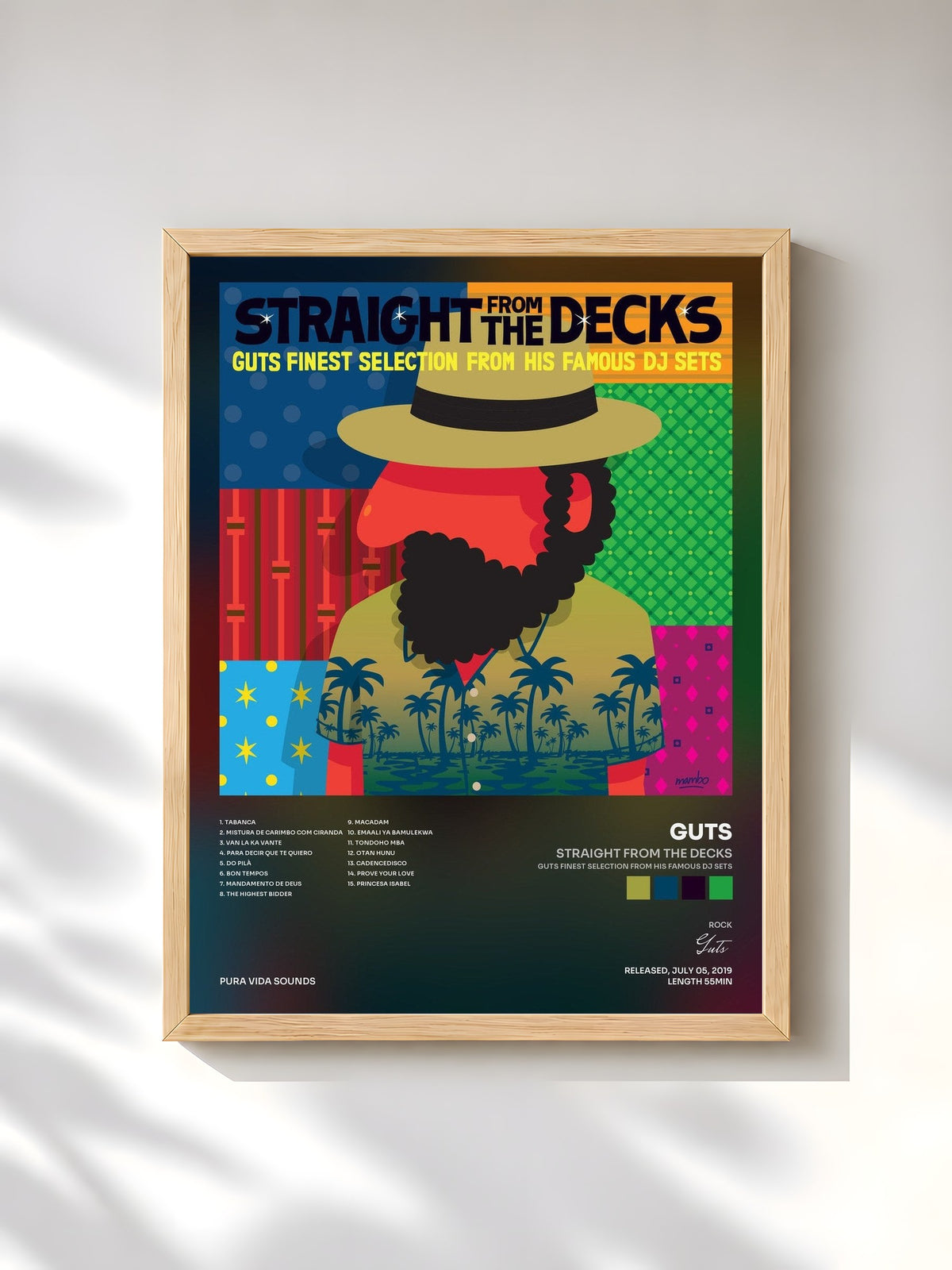 #bois Tableau de l'album Straight from the Decks (Guts Finest Selection from His Famous DJ Sets) de Guts, cadre en bois brut, imprimé et encadré en France