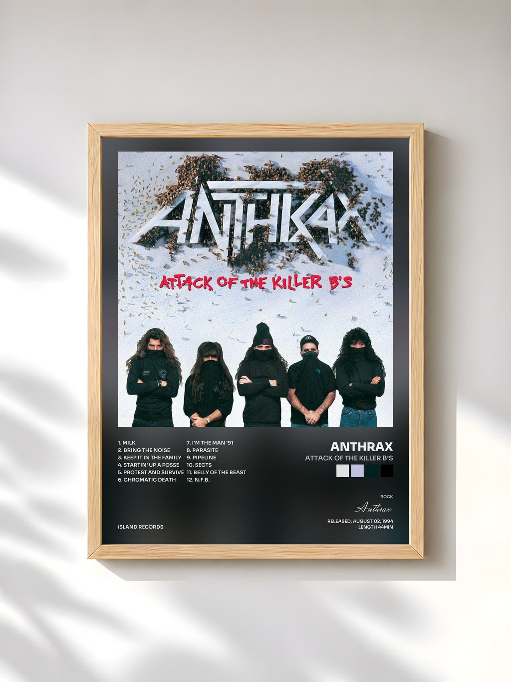 #bois Tableau de l'album Attack Of The Killer B's de Anthrax, cadre en bois brut, imprimé et encadré en France