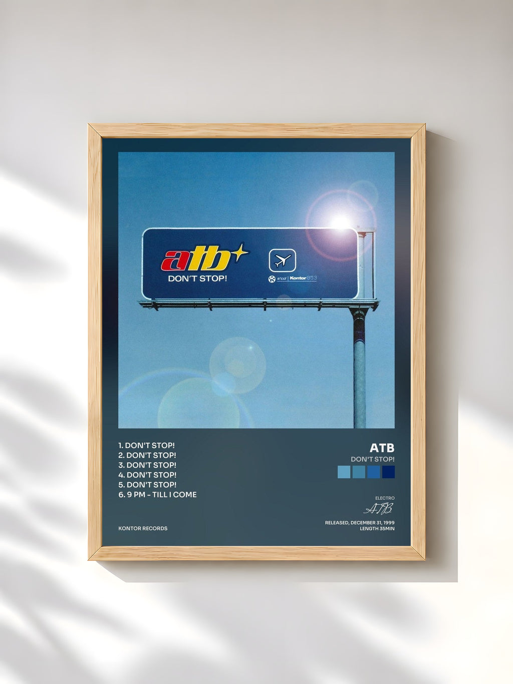 #bois Tableau de l'album Don't Stop! de ATB, cadre en bois brut, imprimé et encadré en France