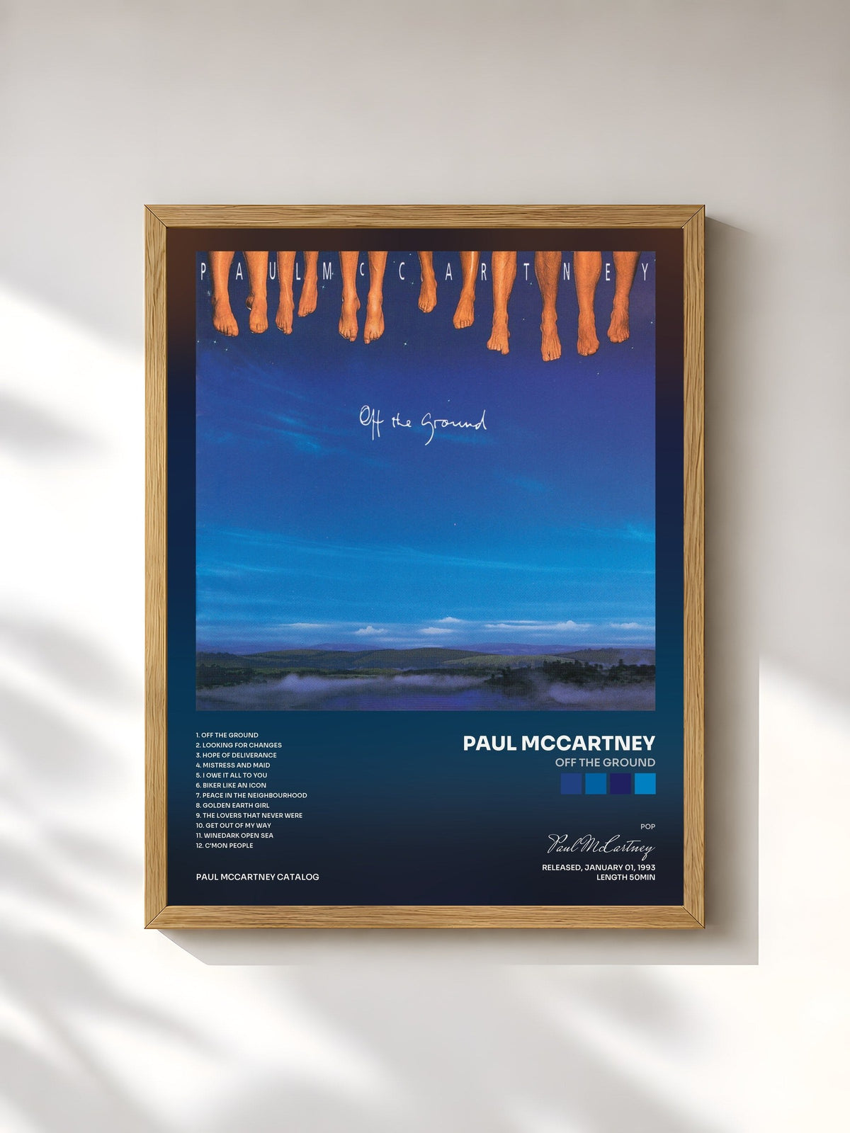#bois Tableau de l'album Off The Ground de Paul McCartney, cadre en bois brut, imprimé et encadré en France