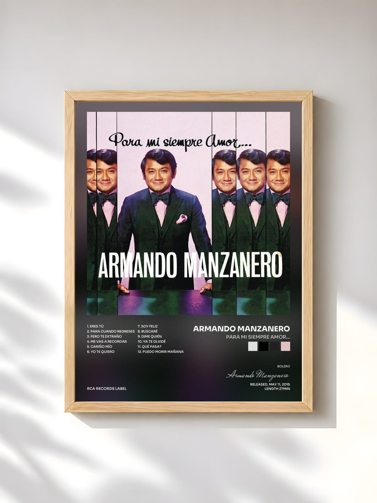 #bois Tableau de l'album Para Mi Siempre Amor... de Armando Manzanero, cadre en bois brut, imprimé et encadré en France