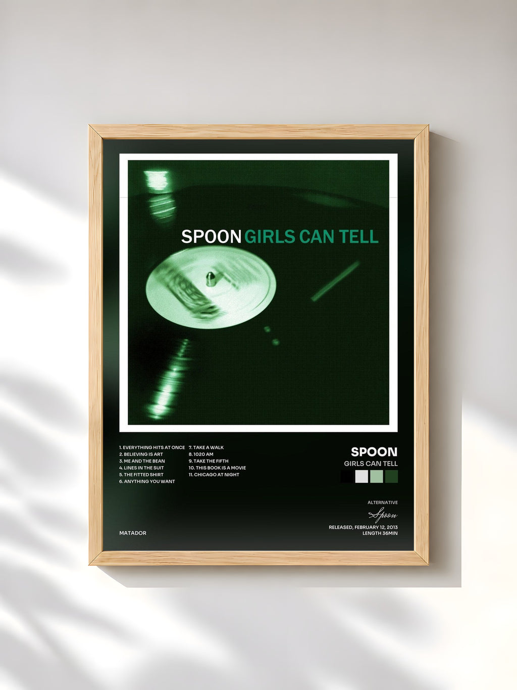 #bois Tableau de l'album Girls Can Tell de Spoon, cadre en bois brut, imprimé et encadré en France