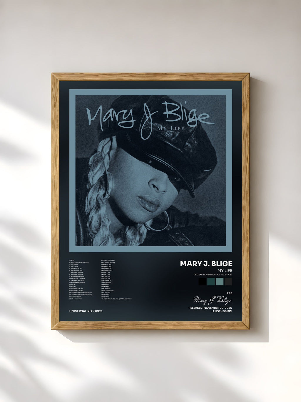 #bois Tableau de l'album My Life (Deluxe / Commentary Edition) de Mary J. Blige, cadre en bois brut, imprimé et encadré en France