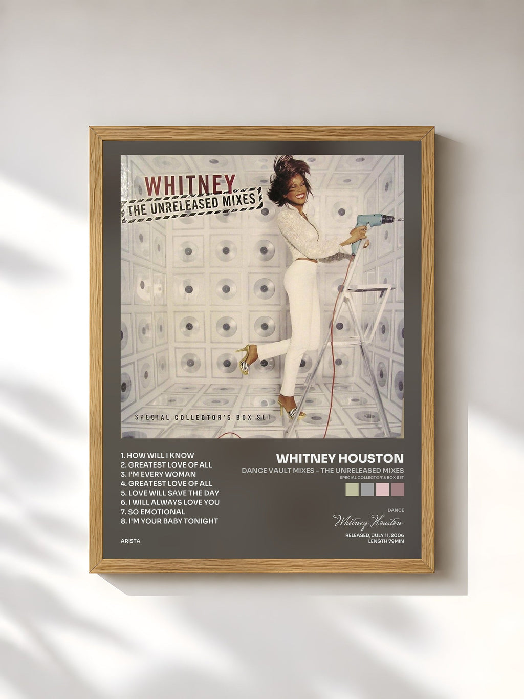 #bois Tableau de l'album Dance Vault Mixes - The Unreleased Mixes (Special Collector's Box Set) de Whitney Houston, cadre en bois brut, imprimé et encadré en France
