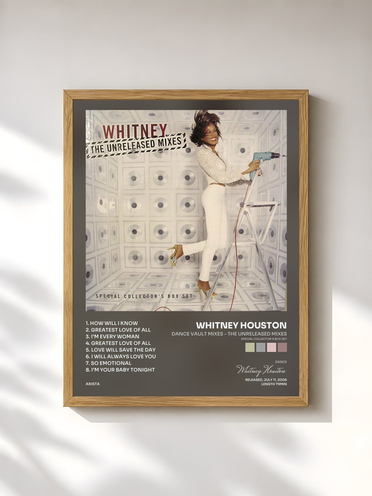 #bois Tableau de l'album Dance Vault Mixes - The Unreleased Mixes (Special Collector's Box Set) de Whitney Houston, cadre en bois brut, imprimé et encadré en France