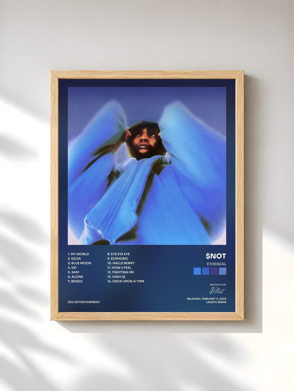 #bois Tableau de l'album Ethereal de $Not, cadre en bois brut, imprimé et encadré en France