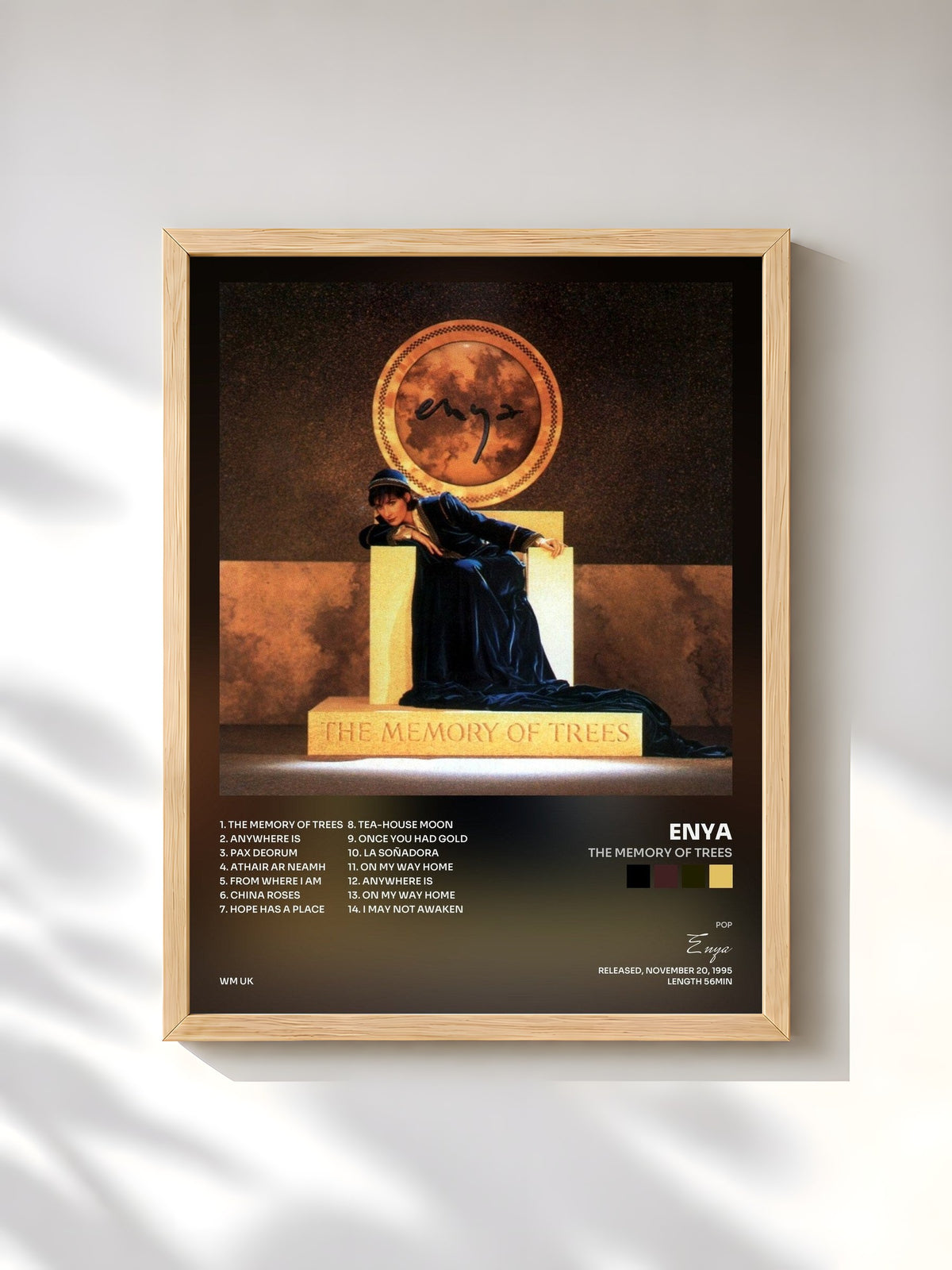 #bois Tableau de l'album The Memory of Trees de Enya, cadre en bois brut, imprimé et encadré en France