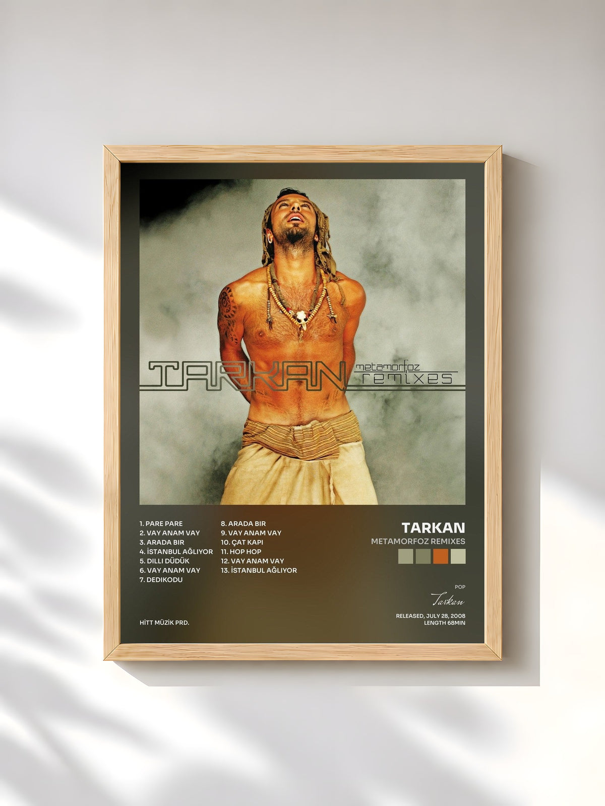 #bois Tableau de l'album Metamorfoz Remixes de Tarkan, cadre en bois brut, imprimé et encadré en France