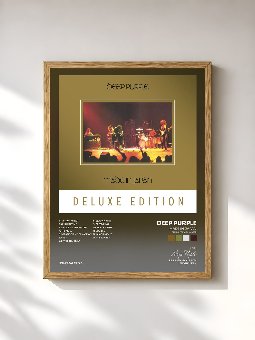 #bois Tableau de l'album Made In Japan (Deluxe / 2014 Remaster) de Deep Purple, cadre en bois brut, imprimé et encadré en France