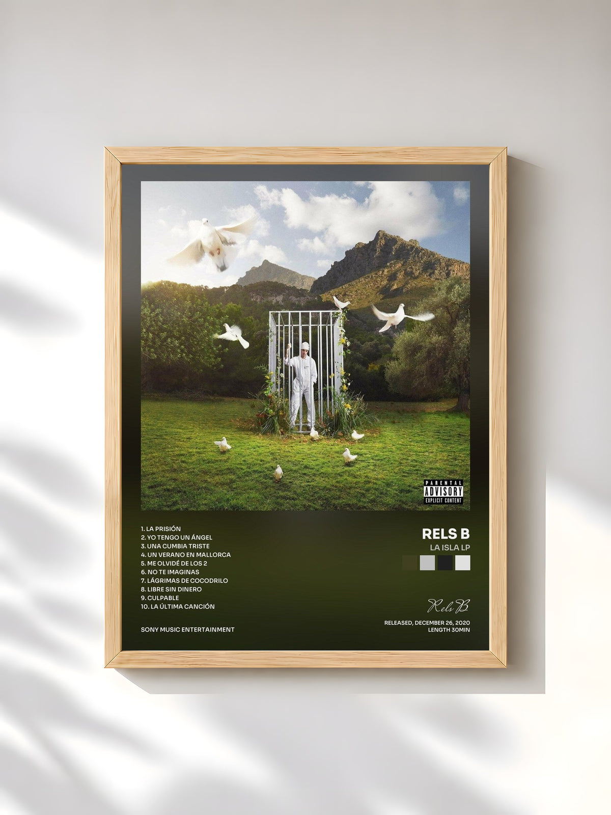 #bois Tableau de l'album LA ISLA LP de Rels B, cadre en bois brut, imprimé et encadré en France