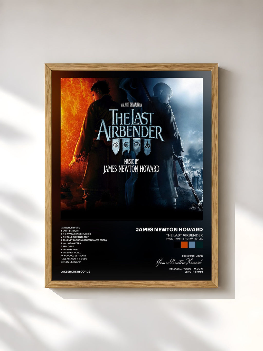 #bois Tableau de l'album The Last Airbender (Music from the Motion Picture) de James Newton Howard, cadre en bois brut, imprimé et encadré en France