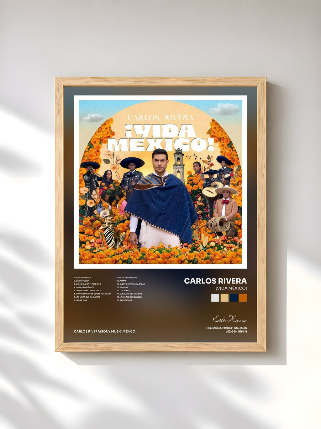 #bois Tableau de l'album ¡VIDA MÉXICO! de Carlos Rivera, cadre en bois brut, imprimé et encadré en France