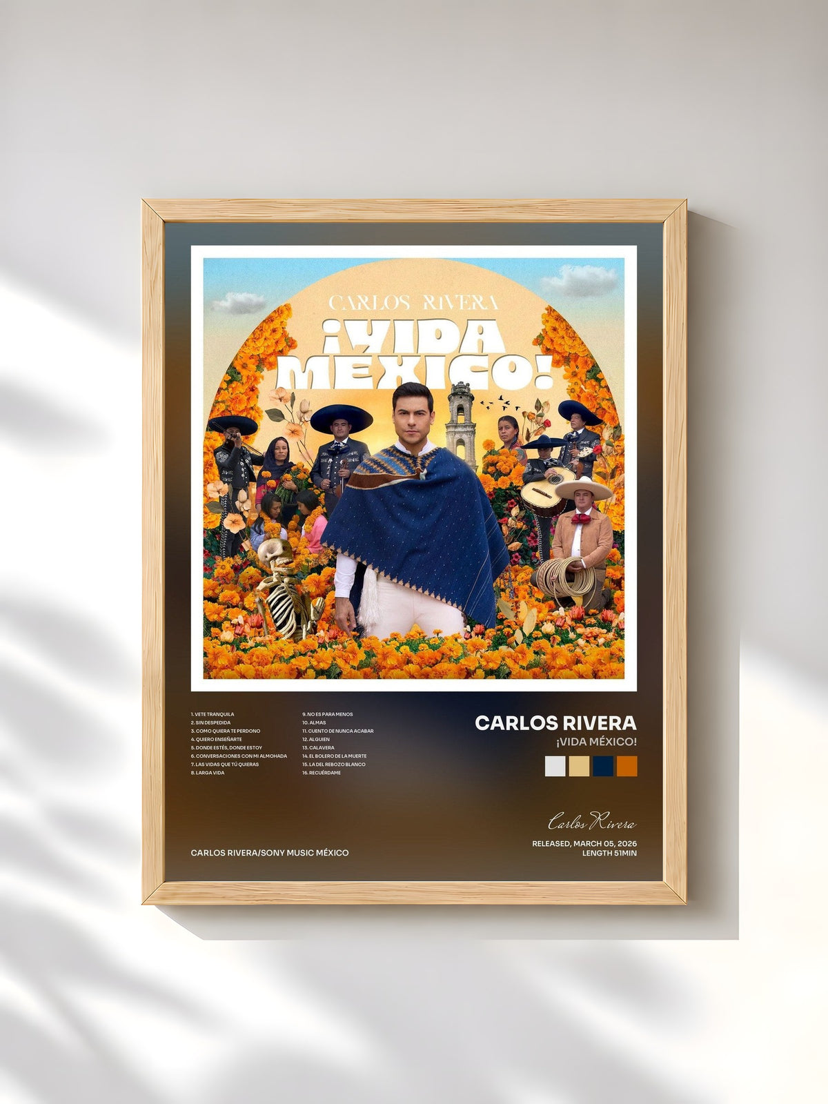 #bois Tableau de l'album ¡VIDA MÉXICO! de Carlos Rivera, cadre en bois brut, imprimé et encadré en France