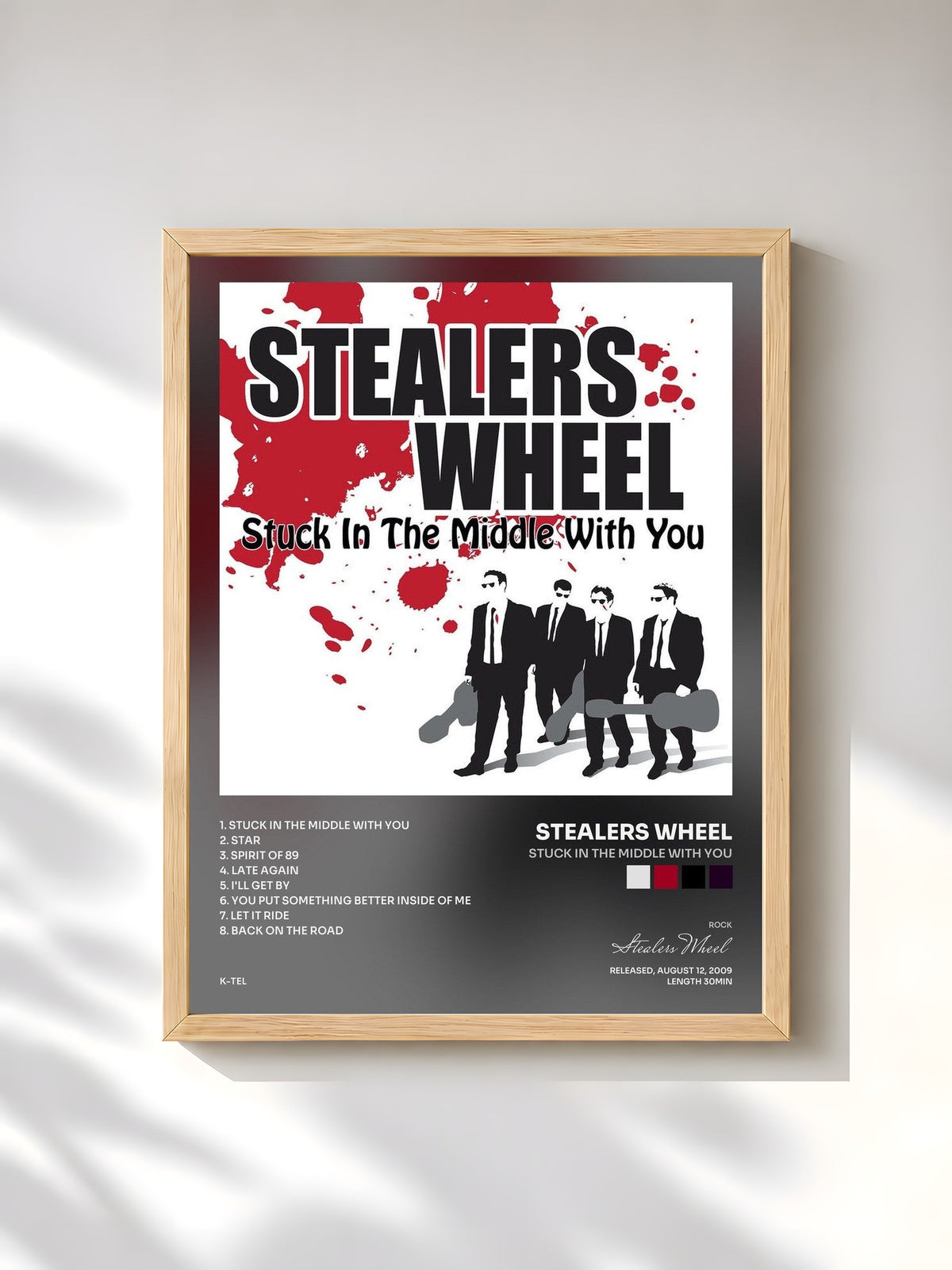 #bois Tableau de l'album Stuck in the Middle with You de Stealers Wheel, cadre en bois brut, imprimé et encadré en France