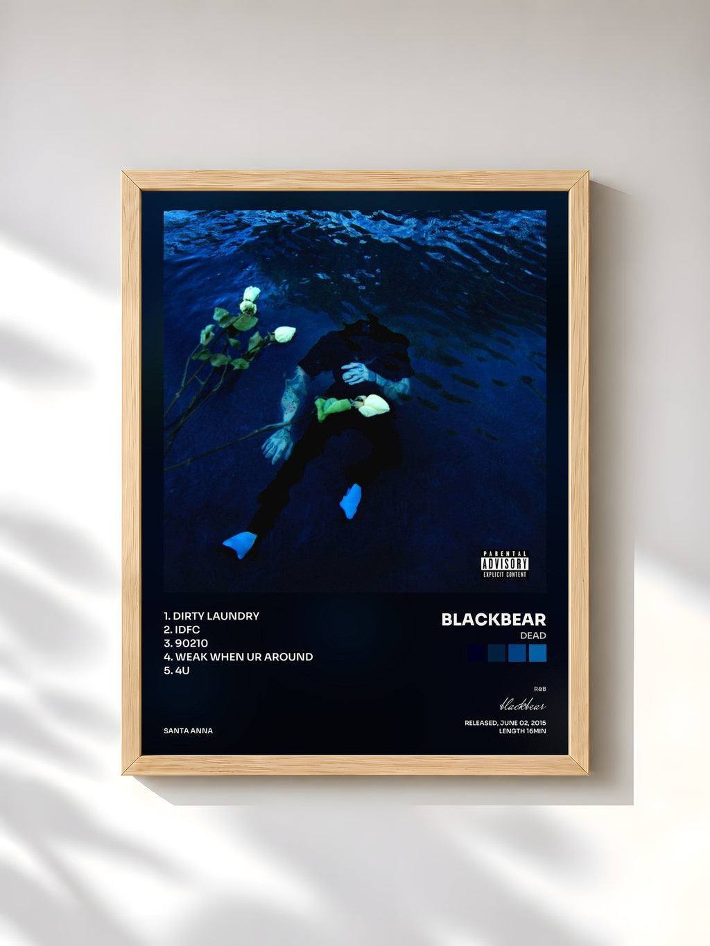 #bois Tableau de l'album dead de blackbear, cadre en bois brut, imprimé et encadré en France