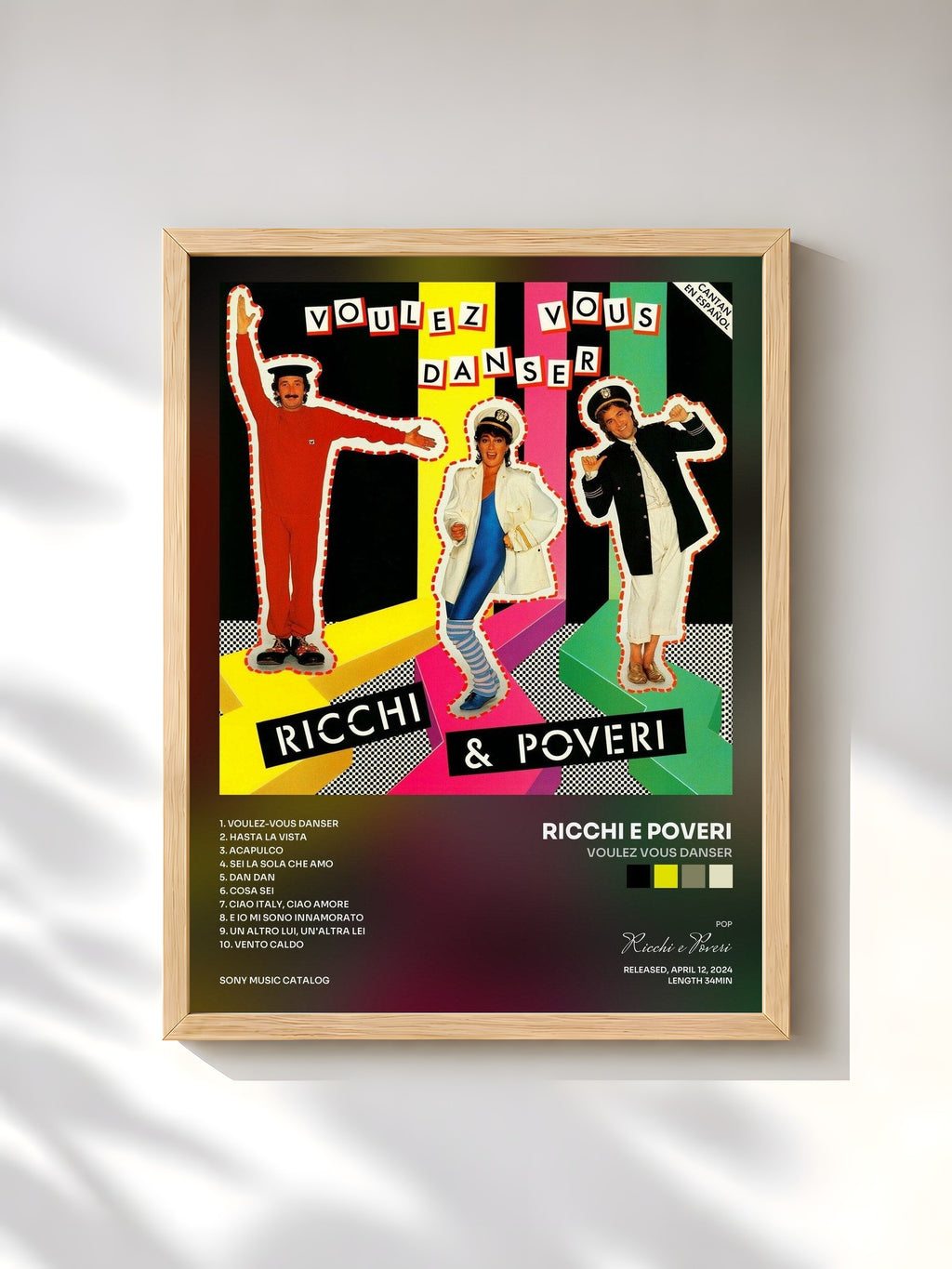 #bois Tableau de l'album Voulez Vous Danser de Ricchi e Poveri, cadre en bois brut, imprimé et encadré en France