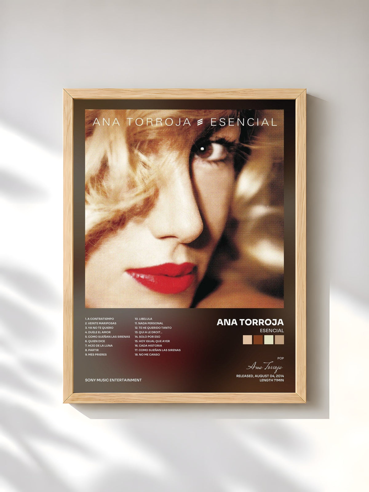 #bois Tableau de l'album Esencial de Ana Torroja, cadre en bois brut, imprimé et encadré en France