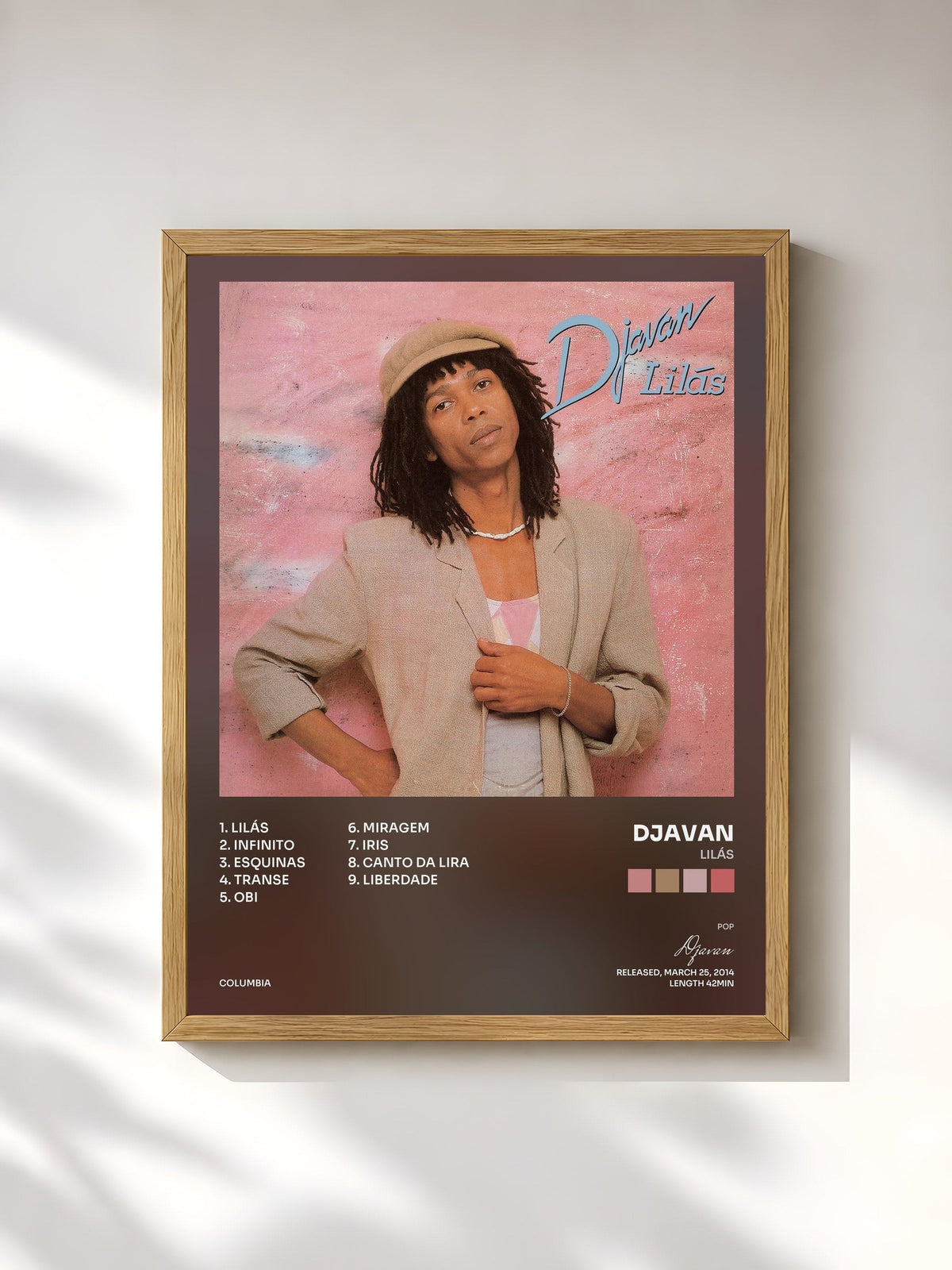 #bois Tableau de l'album Lilás de Djavan, cadre en bois brut, imprimé et encadré en France