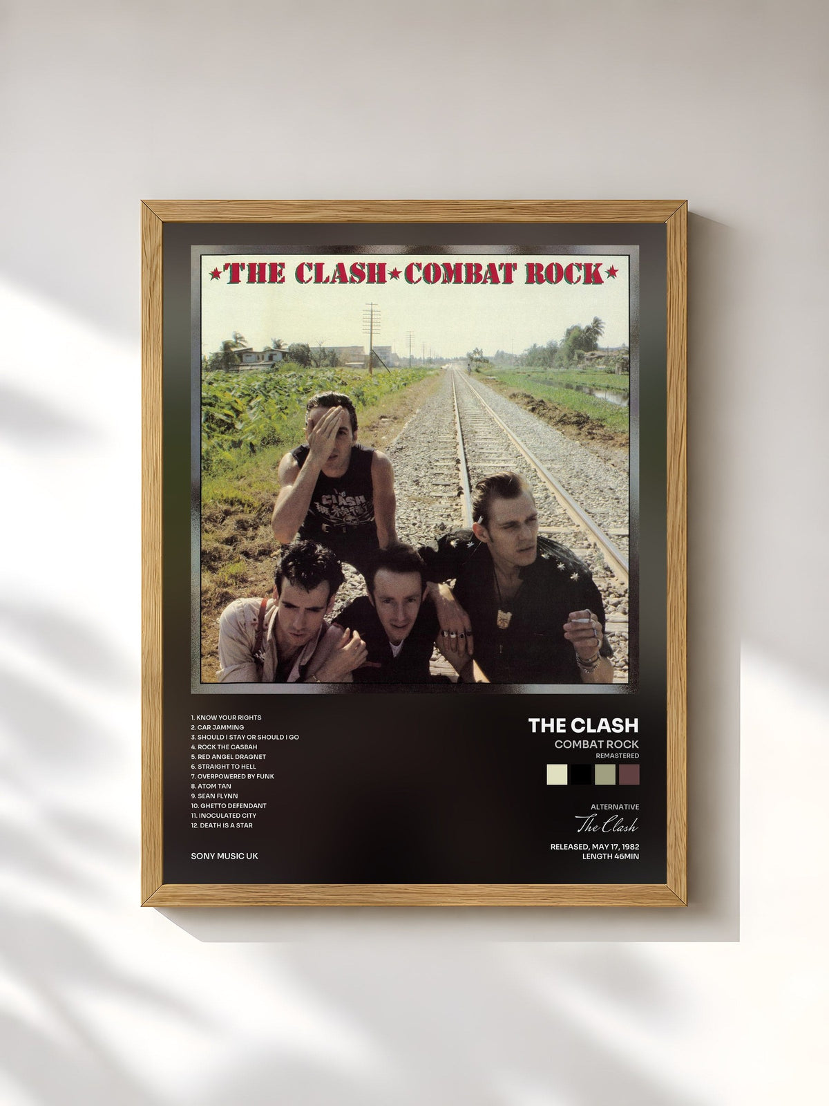 #bois Tableau de l'album Combat Rock (Remastered) de The Clash, cadre en bois brut, imprimé et encadré en France