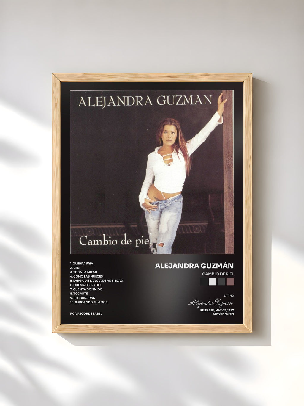 #bois Tableau de l'album Cambio De Piel de Alejandra Guzmán, cadre en bois brut, imprimé et encadré en France